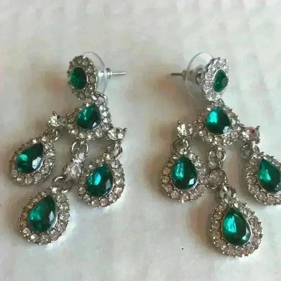 Charter Club new Stone Chandelier Earrings/emerald - Picture 7 of 7